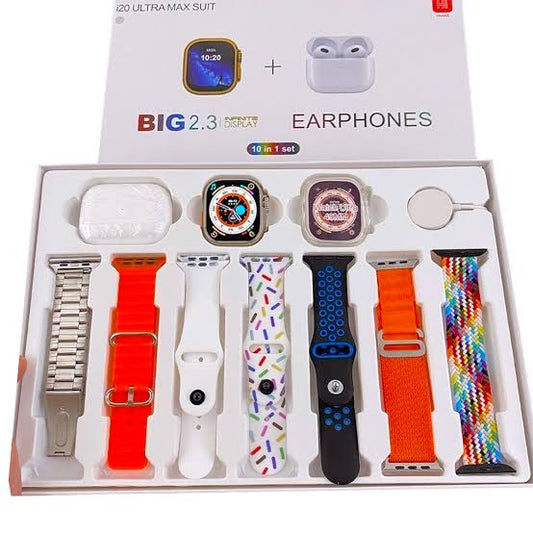 I20 Ultra Max Suit Smart Watch ( 10 in 1) With Pro 2 Airpods